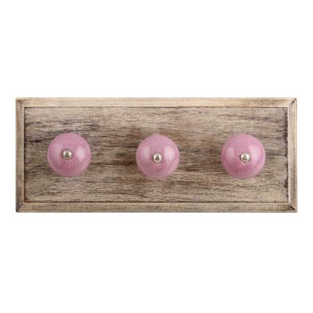 Light Purple Crackle Ceramic Wooden Hook 